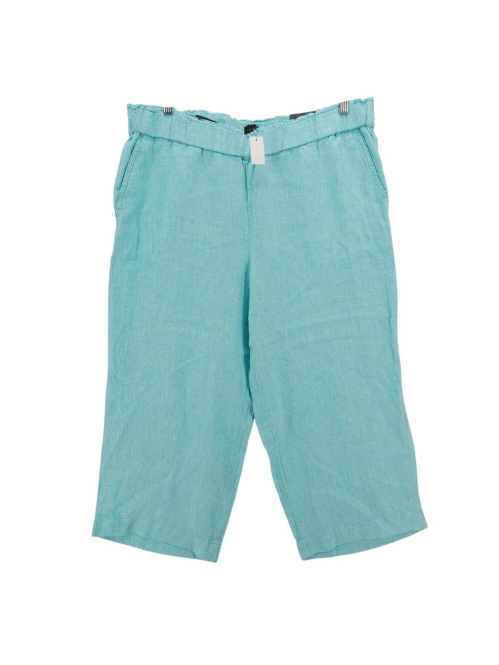 NWT TALBOTS Nantucket Aqua Blue Wide Leg Crop 100% Linen Pants Pull On Size 1X